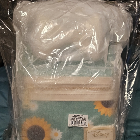 Loungefly: Minnie Sunflower Mini Backpack, Teal - Picture 2 of 10